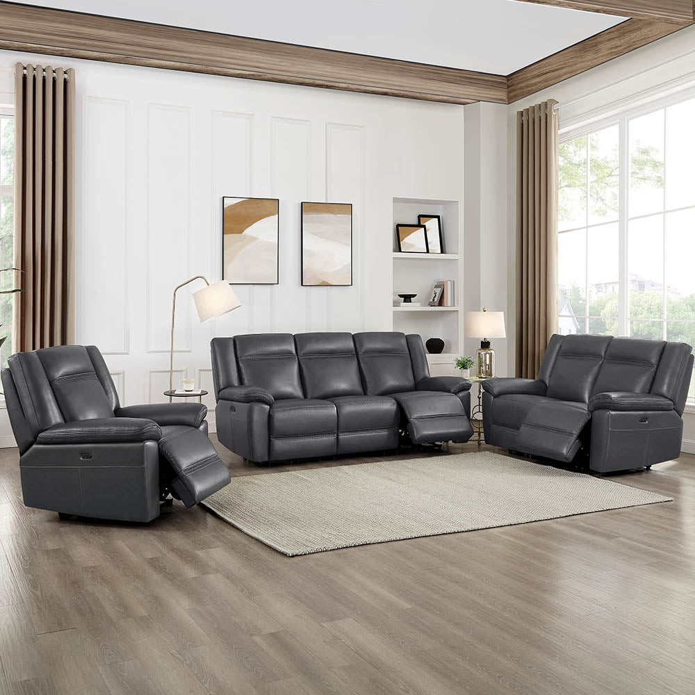 Perry Power Headrest Top Grain Leather Zero Gravity Power Reclining Sofa Collection