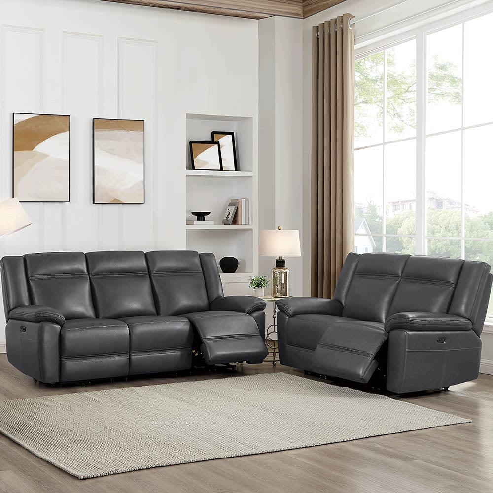 Perry Power Headrest Top Grain Leather Zero Gravity Power Reclining Sofa Collection