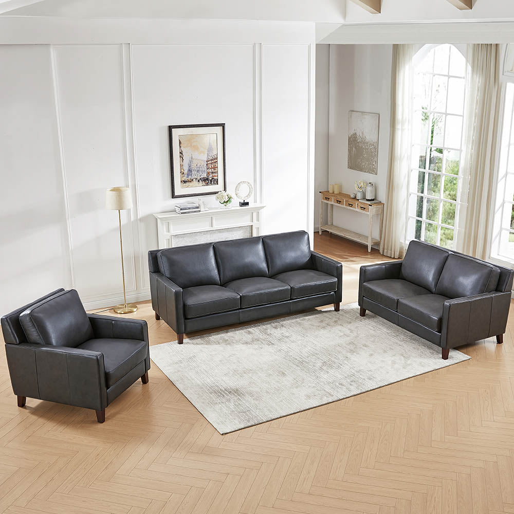 West Park Top Grain Leather Modern Sofa Collection