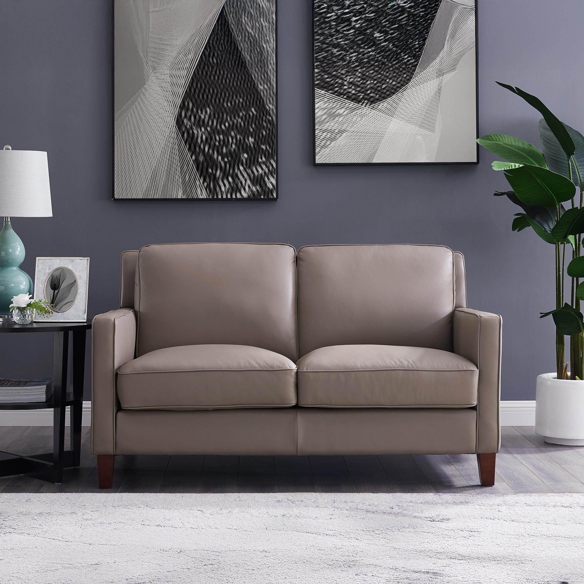 West Park Top Grain Leather Modern Sofa Collection