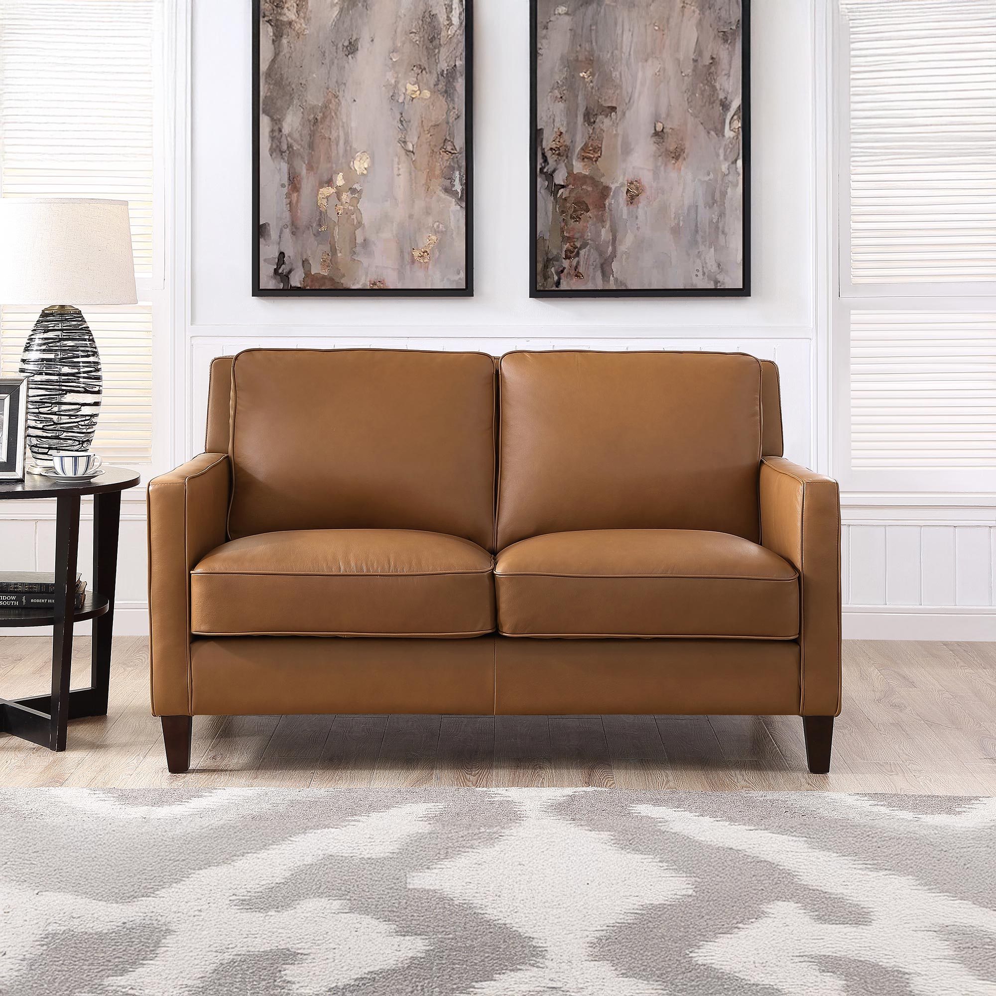 West Park Top Grain Leather Modern Sofa Collection