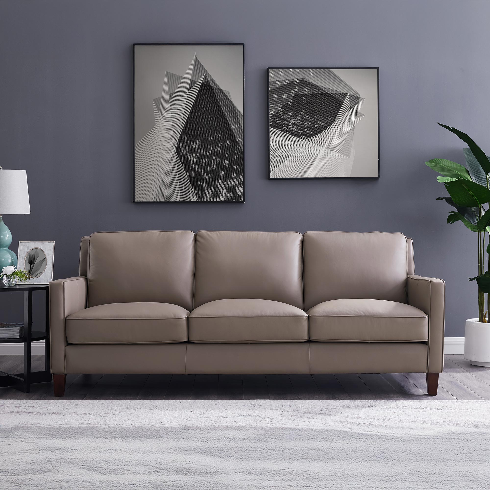 West Park Top Grain Leather Modern Sofa Collection