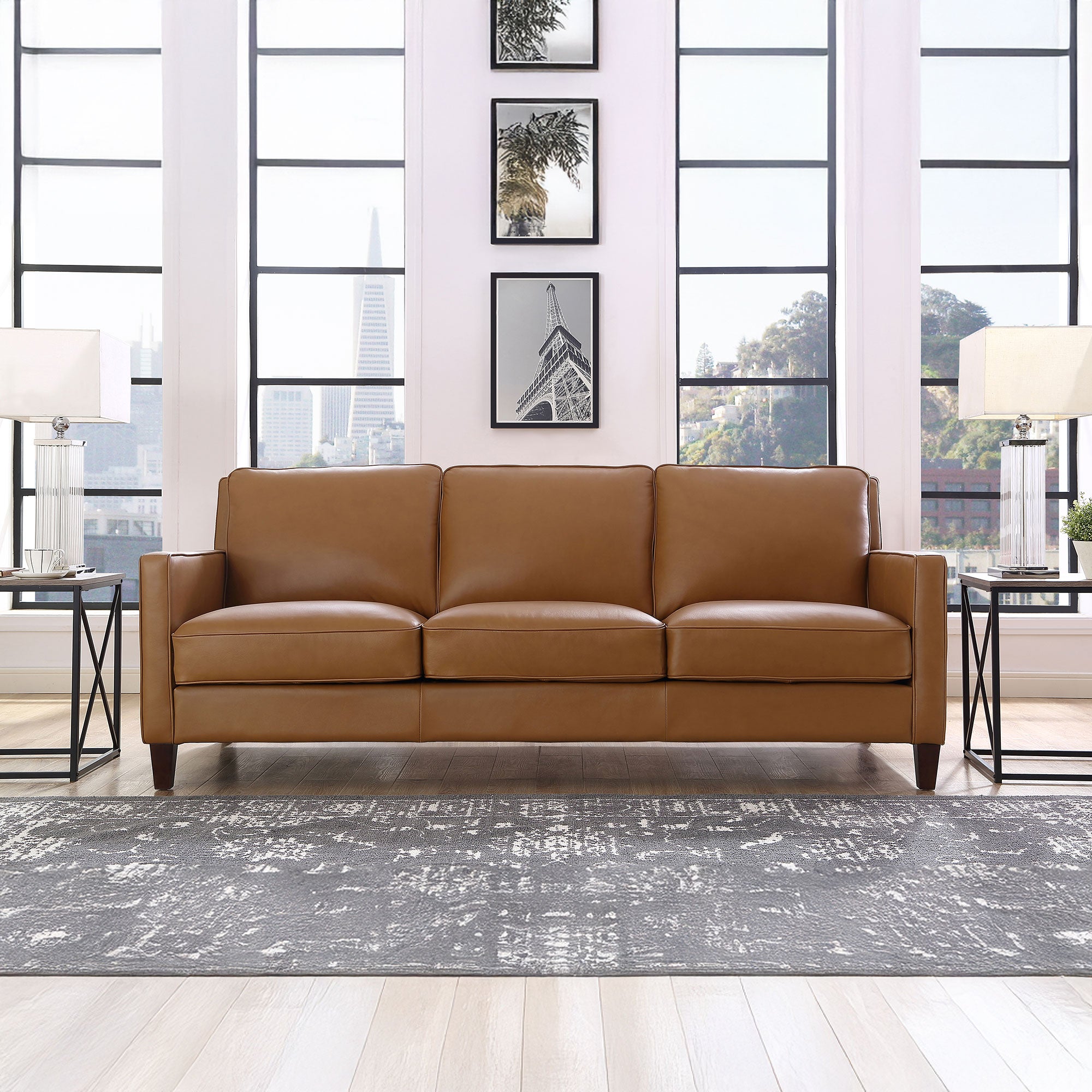 West Park Top Grain Leather Modern Sofa Collection