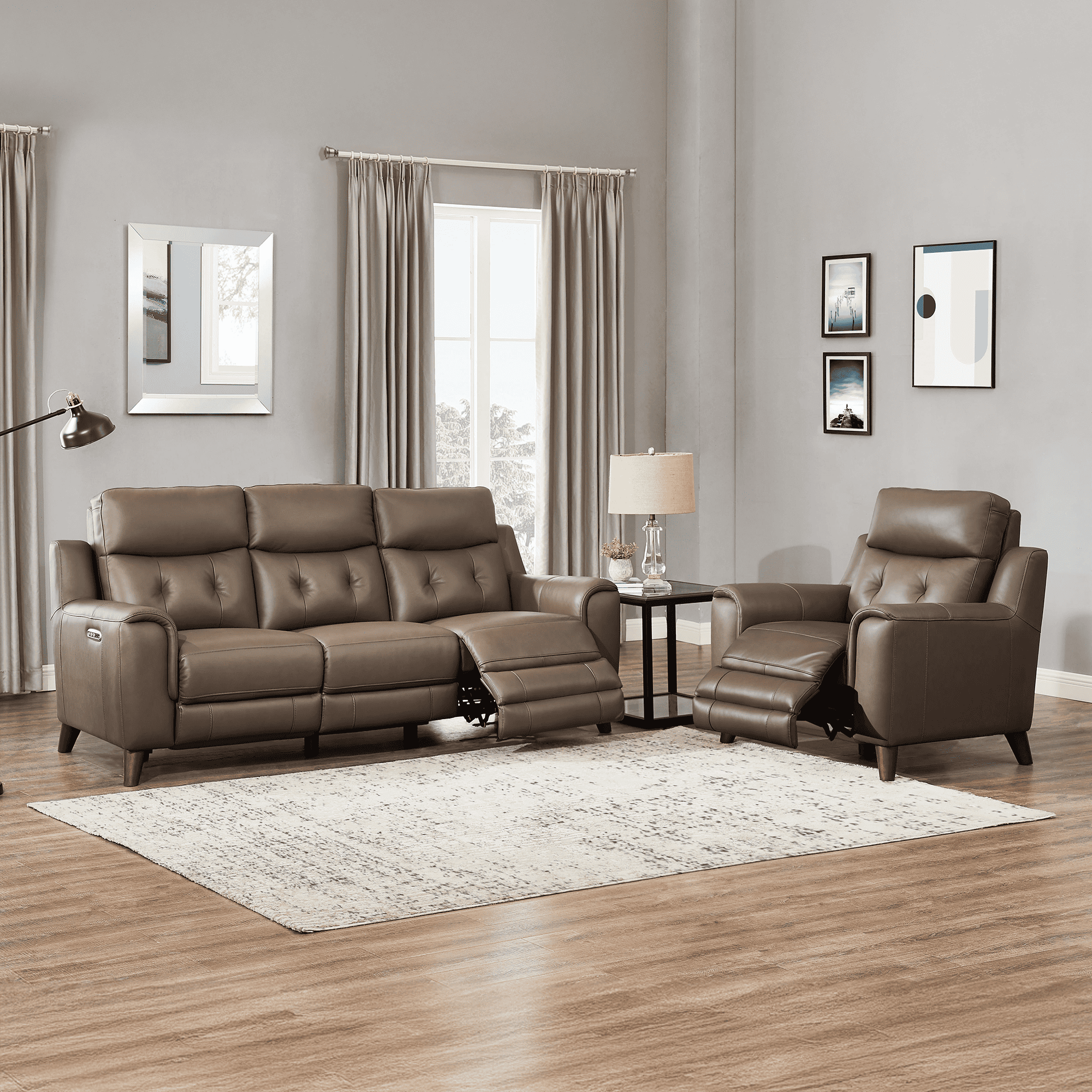 Malibu Top Grain Leather Power Zero Gravity Reclining Collection with Power Headrests