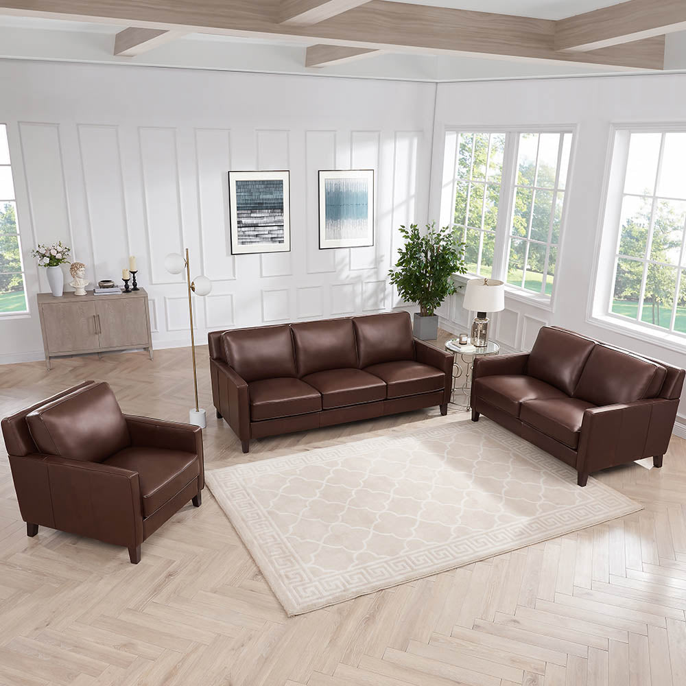 West Park Top Grain Leather Modern Sofa Collection