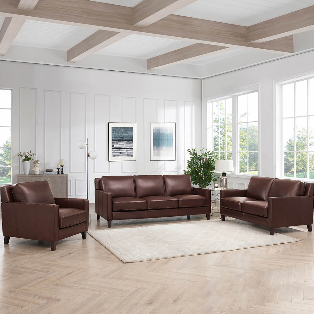West Park Top Grain Leather Modern Sofa Collection