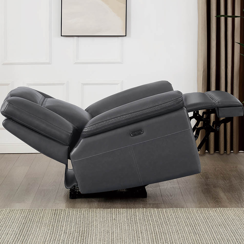 Perry Power Headrest Top Grain Leather Zero Gravity Power Reclining Sofa Collection
