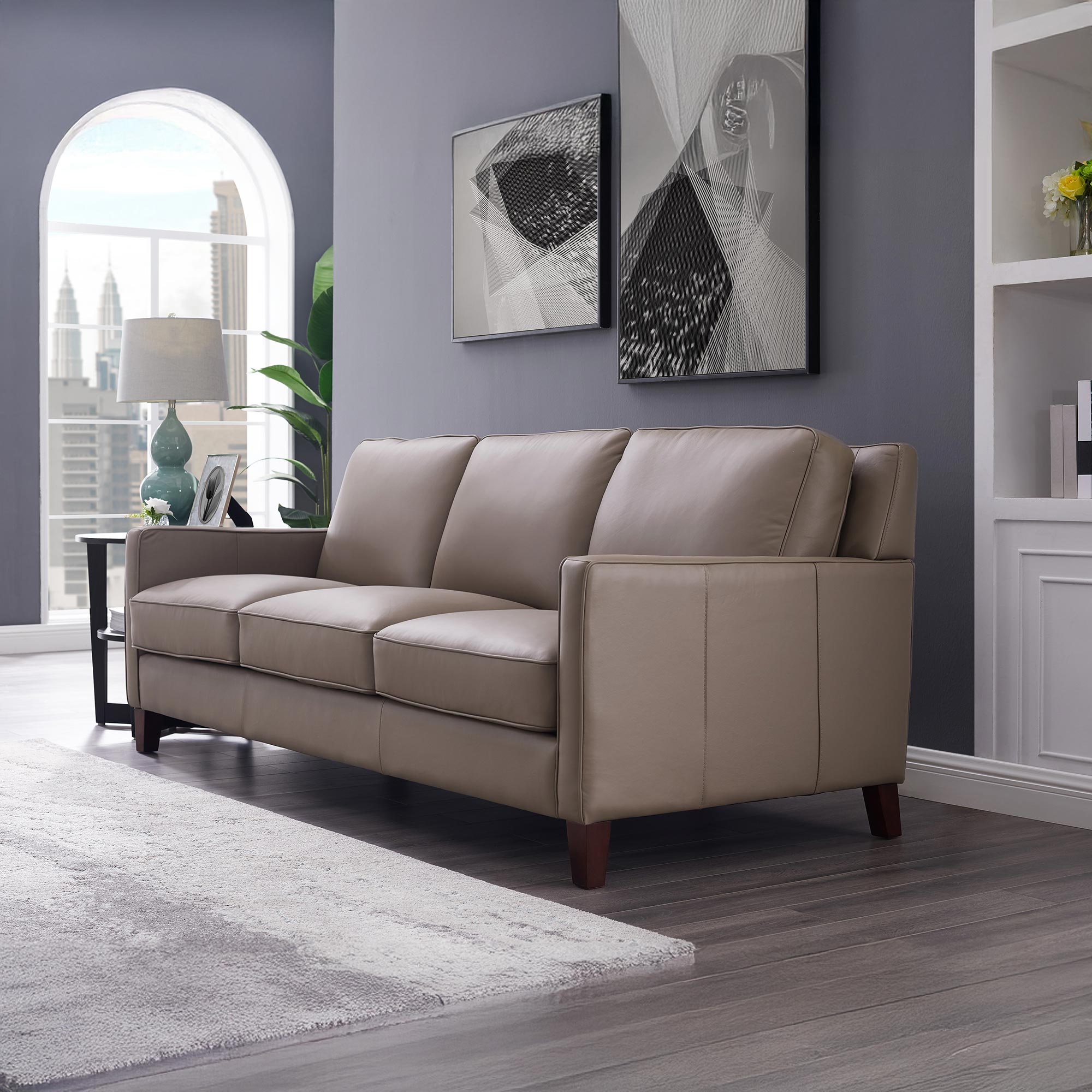 West Park Top Grain Leather Modern Sofa Collection