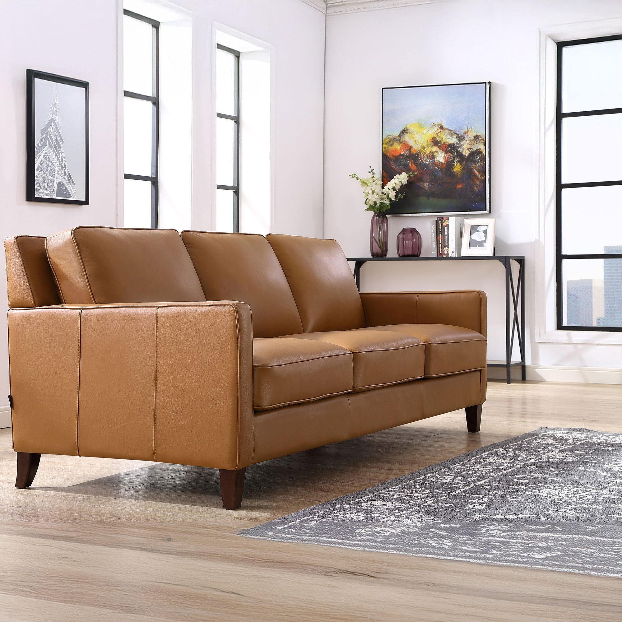 West Park Top Grain Leather Modern Sofa Collection