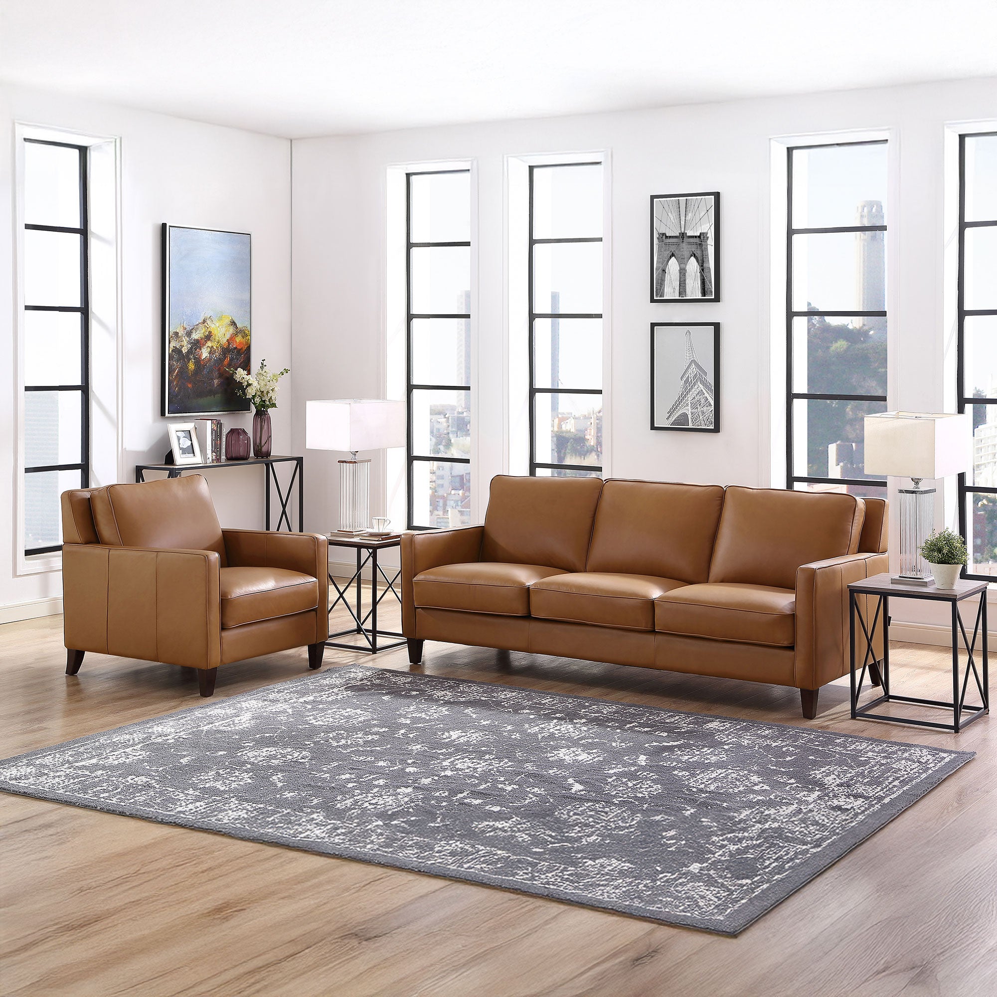 West Park Top Grain Leather Modern Sofa Collection