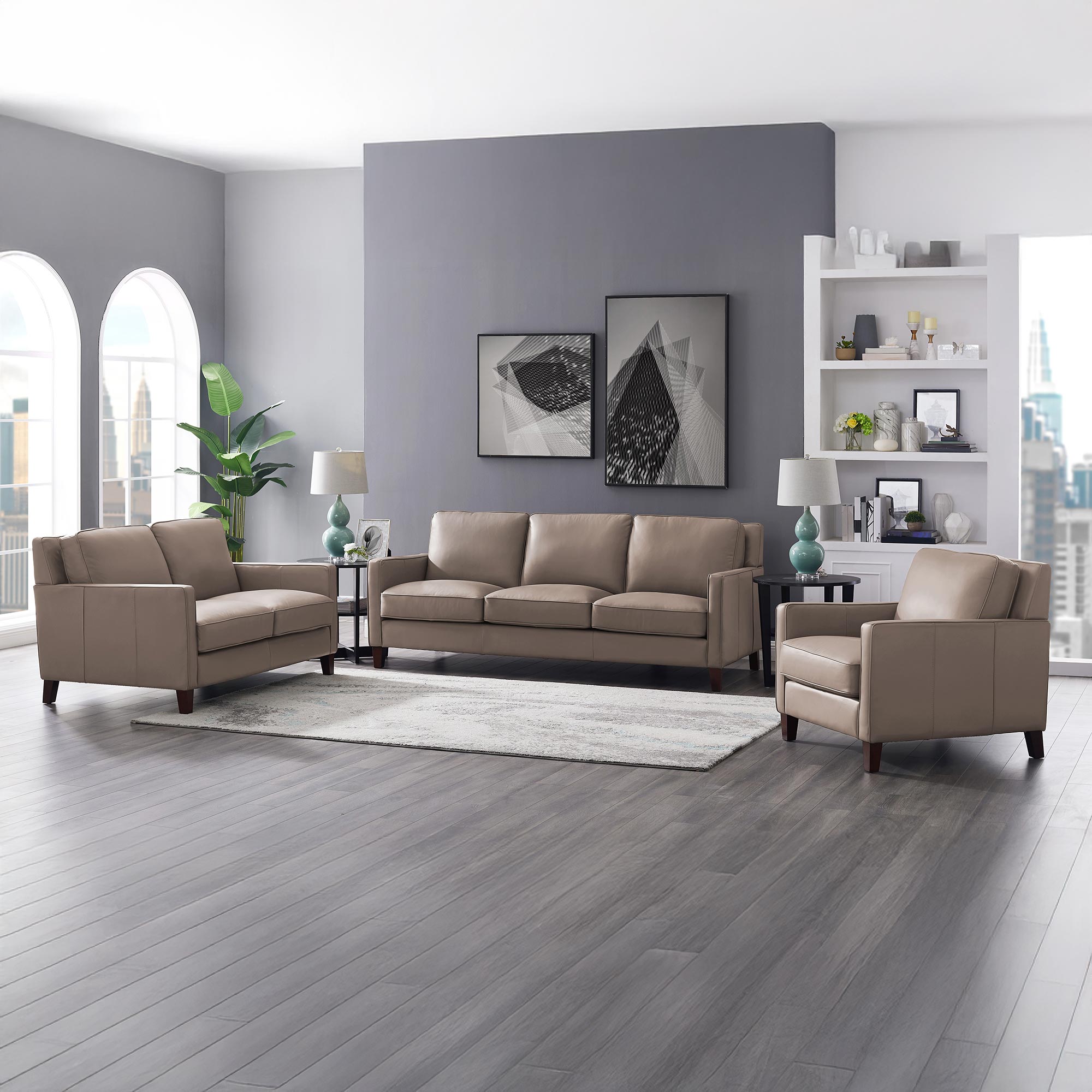 West Park Top Grain Leather Modern Sofa Collection