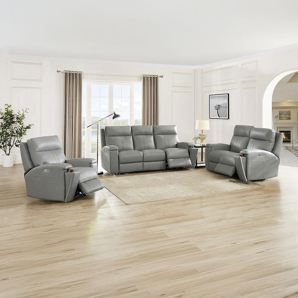 Frasier Top Grain Leather Power Zero Gravity Reclining Sofa with Headrest