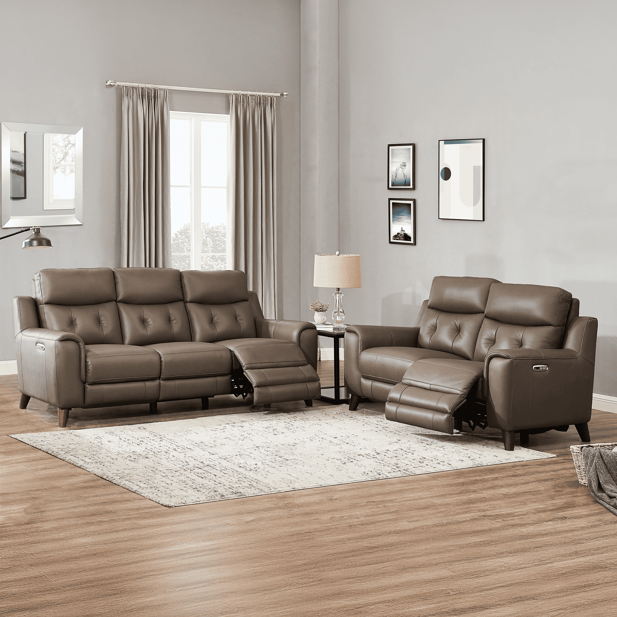 Malibu Top Grain Leather Power Zero Gravity Reclining Collection with Power Headrests