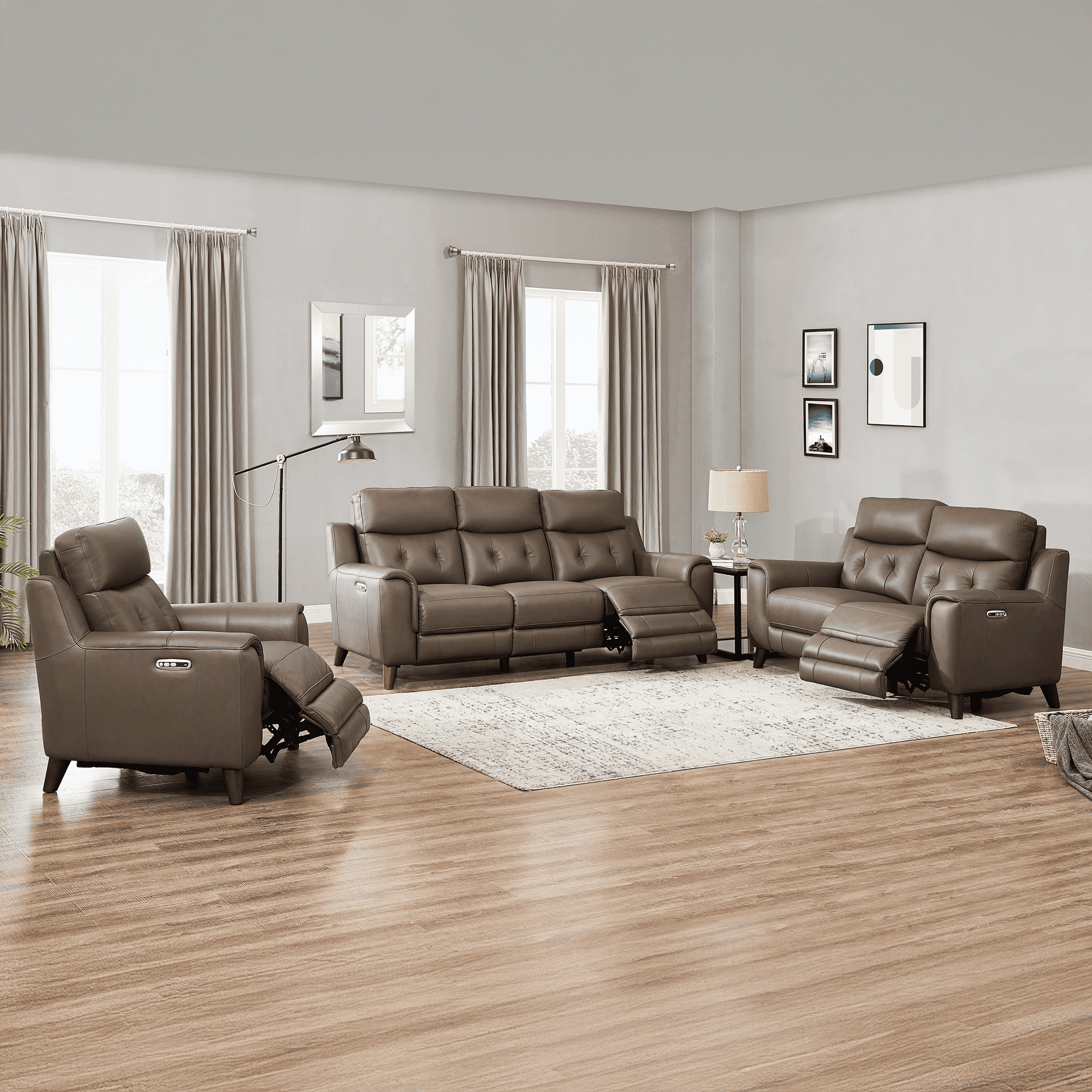 Malibu Top Grain Leather Power Zero Gravity Reclining Collection with Power Headrests